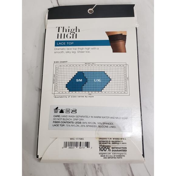 West Loop Lace Top Thigh High Sheer Toe Hose Size L/XL Jet Black - Picture 3 of 4